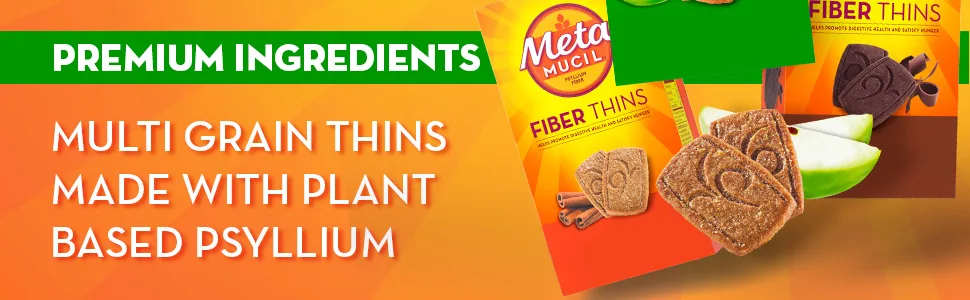 Metamucil Fiber Thins Chocolate 12 Packets 9.3 oz - Pack of 2 0.77 Ounce (24 count) - Premium ingredients. Multi grain thins