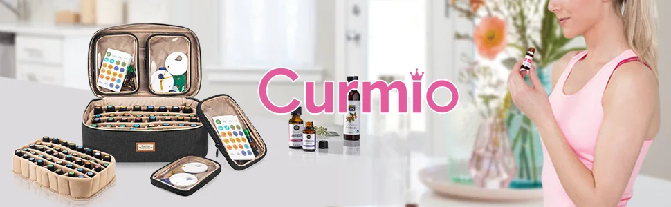 CURMIO Essential Oil Storage Case for 40 Bottles (5ml-30ml) Essential Oils Organizer Case with 2 Detachable Visible Pouches and Portable Handle Patented Design Black (Bag Only) - essential oil storage case