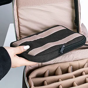 CURMIO Essential Oil Storage Case for 40 Bottles (5ml-30ml) Essential Oils Organizer Case with 2 Detachable Visible Pouches and Portable Handle Patented Design Black (Bag Only) - essential oil storage case