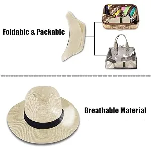 Lanzom Summer Beach Sun Hats for Men Foldable Floppy Travel Packable Staw Hat Wide Brim Hat Style B-khaki Large - product information 12