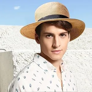 Lanzom Summer Beach Sun Hats for Men Foldable Floppy Travel Packable Staw Hat Wide Brim Hat Style B-khaki Large - sun hat