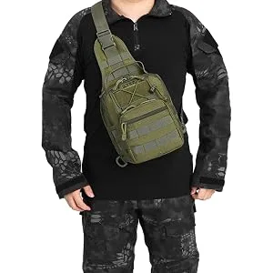 ATBP Tactical Small Sling Bag One Strap Backpack Shoulder Bag Men's Crossbody Backpack for Hiking Travel Black - ATBP Tactical Small Green Sling Bag. Model Height : 175CM, 69