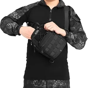 ATBP Tactical Small Sling Bag One Strap Backpack Shoulder Bag Men's Crossbody Backpack for Hiking Travel Black - Back Pocket Easy Access Pistol