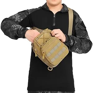 ATBP Tactical Small Sling Bag One Strap Backpack Shoulder Bag Men's Crossbody Backpack for Hiking Travel Black - Back Pocket Easy Access Pistol