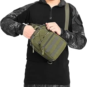ATBP Tactical Small Sling Bag One Strap Backpack Shoulder Bag Men's Crossbody Backpack for Hiking Travel Black - Back Pocket Easy Access Pistol.