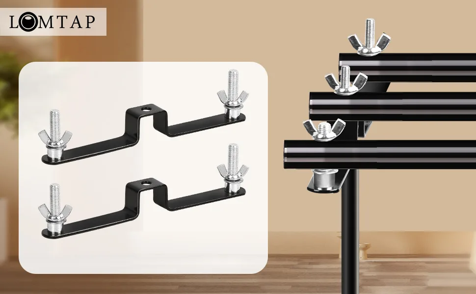 LOMTAP Double Crossbar Mount Backdrop Stand for Parties Triple Mounting Brackets Hardware Set for Photography Wedding Decorations (2 Pack) (CrossBars Not Included Only Mount) - lomtap crossbar mount stand accessories