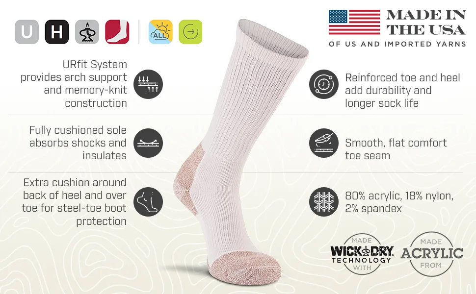 Fox River Steel-Toe Mid-Calf Boot Work Socks 2 Pack White Large - 6504_4