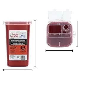 Medical Sales Supply 1 Quart Size (Pack of 3) Sharps Disposal Container - Approved for Home and Professional use - dimensionsnotext