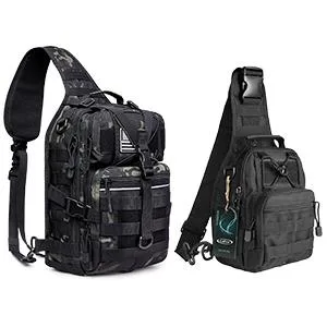 G4Free Tactical Sling Backpack Big Molle EDC Assault Range Bag Pack Military Style for Concealed Carry Black - bijiao