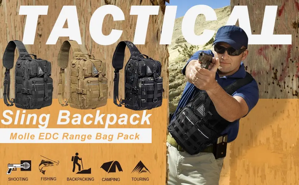 G4Free Tactical Sling Backpack Big Molle EDC Assault Range Bag Pack Military Style for Concealed Carry Black - product information 12