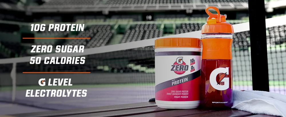 Gatorade Zero with Protein Powder 10g Whey Protein Isolate Zero Sugar Electrolytes Fruit Punch 1.5lb Canister (Pack of 1) Fruit Punch 1.5 Pound (Pack of 1) - g zero