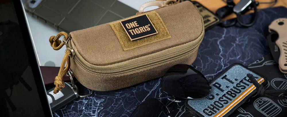 OneTigris Eyeglasses Hard Case Tactical Molle Zipper Sunglasses Carrying Case 1000D Nylon with Clip Green - sunglass case hard shell