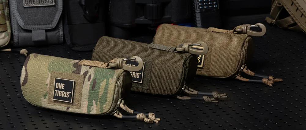 OneTigris Eyeglasses Hard Case Tactical Molle Zipper Sunglasses Carrying Case 1000D Nylon with Clip Green - Sunglasses Carrying Case