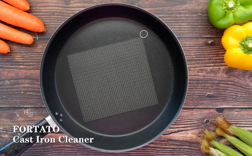 2 Pack Cast Iron Scrubber 316 Stainless Steel Rectangle Metal Cast Iron Chainmail Scrubber for Cleaning Cast Iron Cookware Skillet Pan Dutch Oven - cast iron scrubber