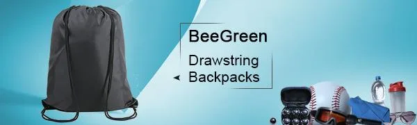 BeeGreen 22.4" L x 18.1" W Black Drawstring Backpack Bags Bulk X-Large Sports Cinch Sack Gym String Bags Machine Washable Black 2 - BeeGreen 2 Pieces 22.4