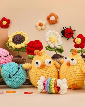 PP OPOUNT Beginner Crochet Kit - 6 PCS Potted Plants Complete Crochet Kit for Beginners Starter Pack for Adults and Kids with Step-by-Step Instructions and Video Tutorials (Patent Product) - beginner crochet kit
