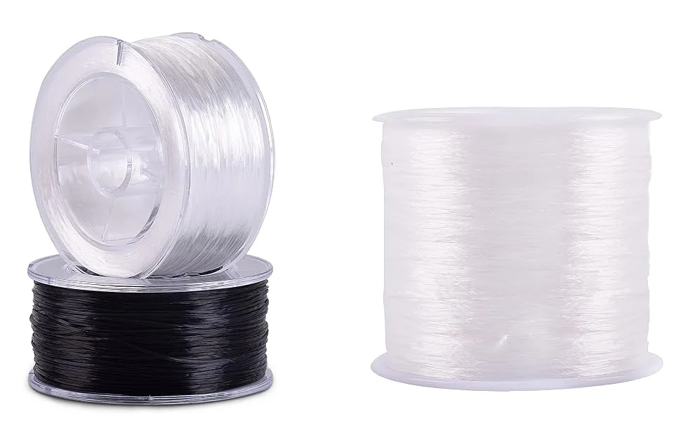 KONMAY 2 Rolls 0.8mm Flat Stretchy Bracelet Strings with Organizing Case 180 Yards Black and White Crystal Elastic Thread Cord for Jewelry Bracelets Making and Beading Flat 0.8mm Black&white - Stretchy Bracelet String