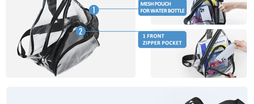 HULISEN Clear PVC Sling Bag Stadium Approved Backpack with Adjustable Strap Grey - Clear Backpack