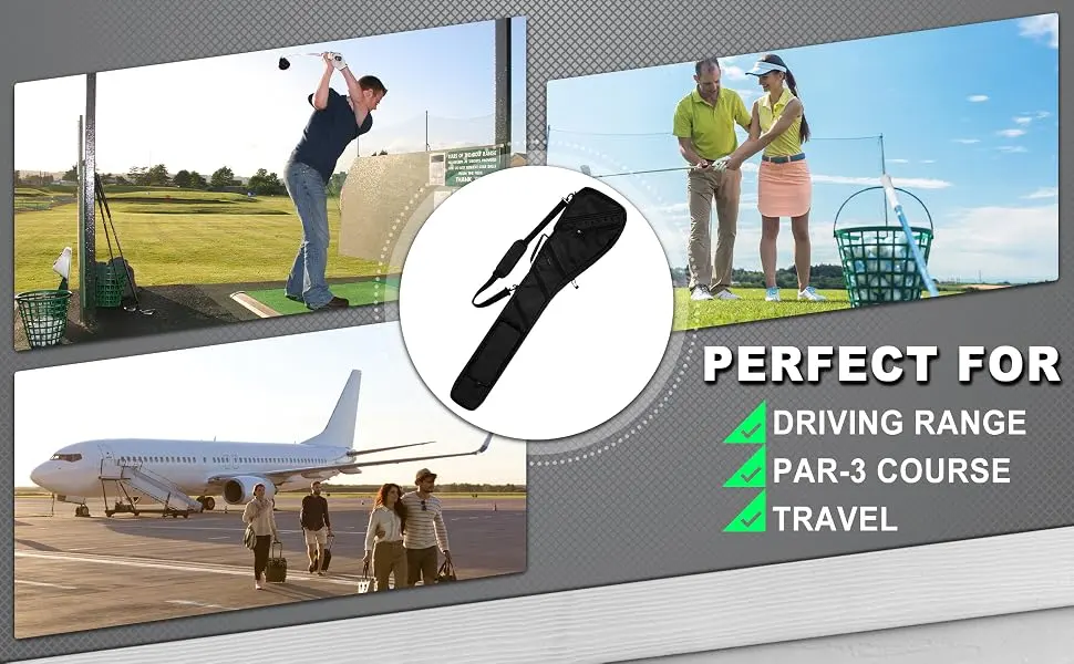 Golf Lightweight Carry Bag Foldable Sunday Bag Small Travel Bag for Driving Range Par 3 Practice Thick and Tough Clubs Case Multi Colors Black - product information 19