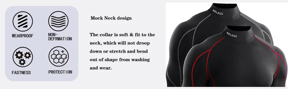 NELEUS Men's 3 Pack Athletic Compression Shirt Running Shirts XX-Large Heatlock Mock Neck:black/Blue/Black(red Stripe) - Mock Neck design