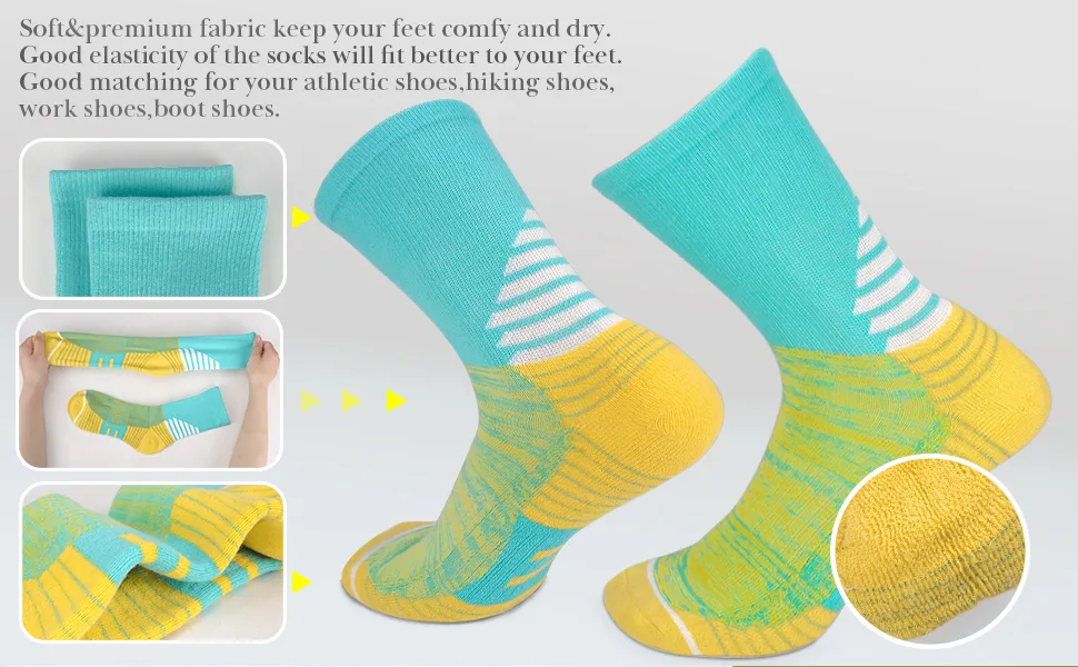 ACTINPUT Women's Hiking Walking Socks 5 Pack Outdoor Recreation Socks Wicking Cushion Crew Socks Style 04 5-10 - Cushion walking socks