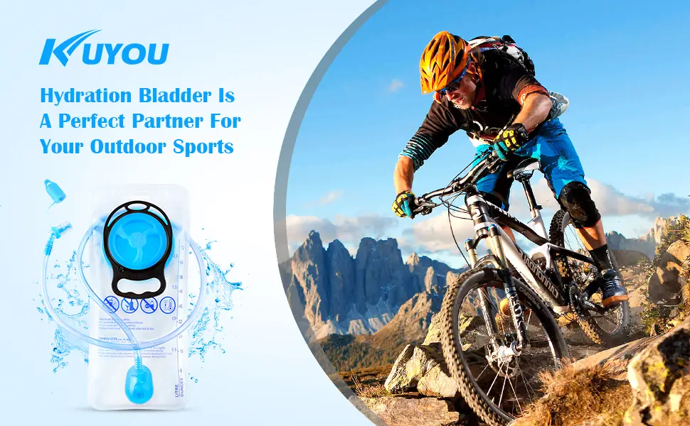 KUYOU Hydration Bladder Water Bladder Leakproof Water Reservoir Hydration Pack Replacement with Auto Shut-Off Valve for Running Hiking Riding Camping Cycling Fit Most Hydration Pack White - hydration bladder