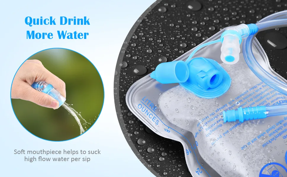 KUYOU Hydration Bladder Water Bladder Leakproof Water Reservoir Hydration Pack Replacement with Auto Shut-Off Valve for Running Hiking Riding Camping Cycling Fit Most Hydration Pack White - hydration bladder 2l
