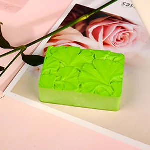 HUAKENER Silicone Soap Molds 2 Pack 4-Cavity Rectangle Soap Mold Flower Soap Making Molds Flowers and Leaves - flower soap mold