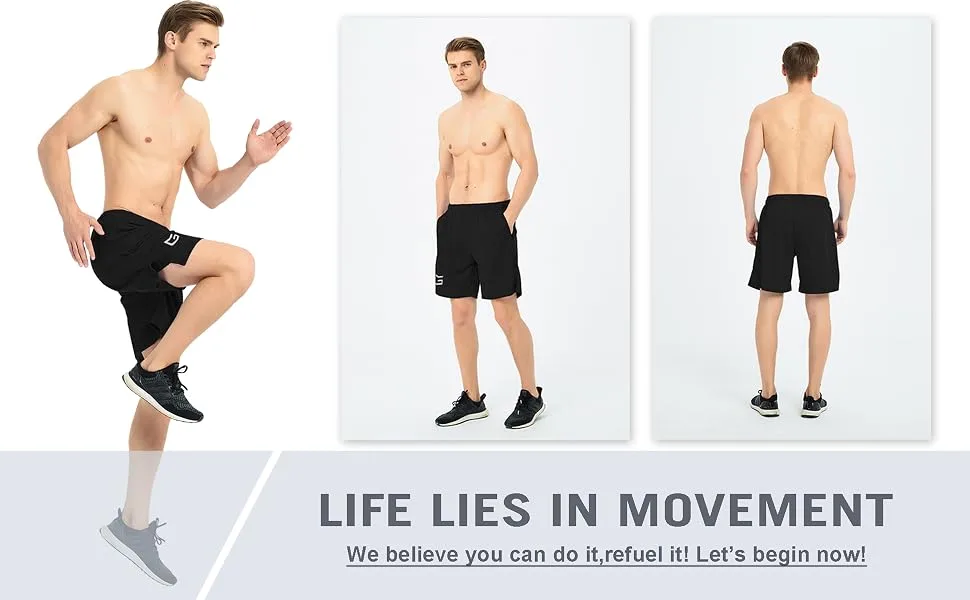 G Gradual Men's 7" Workout Running Shorts Quick Dry Lightweight Gym Shorts with Zip Pockets 2 Pack: Black/Dark Grey Large - product information 16