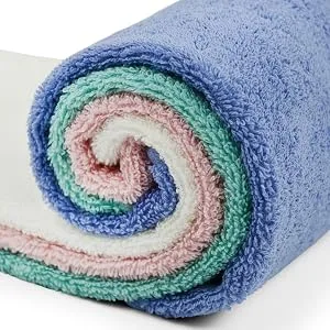 Cleanbear 100% Cotton Wash Cloths 12 Pack Bath Washcloths Facecloths 13 by 13 Inches Large Bathroom Washcloth Set 12 Assorted Colors (Multi 12) Multicolor - dense loops