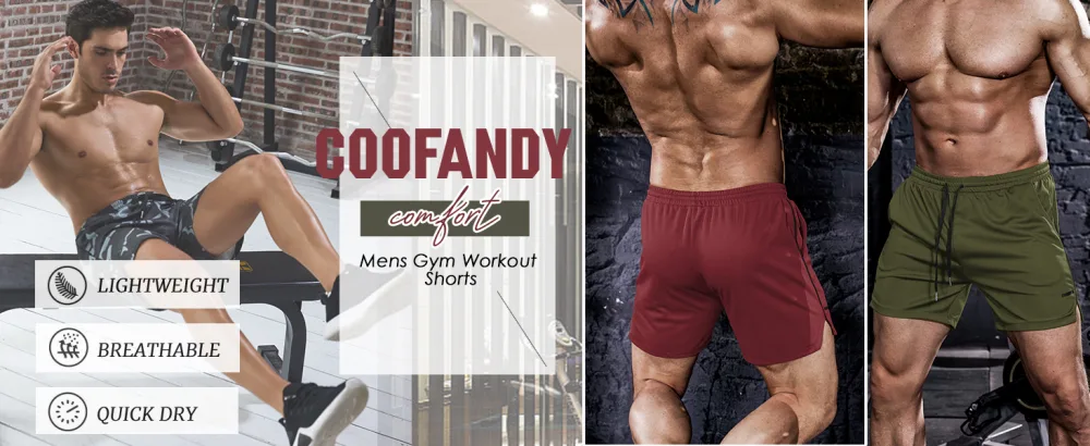 COOFANDY Men's 2 Pack Gym Workout Shorts Mesh Lightweight Bodybuilding Pants Training Running Sports Jogger with Pockets Black/Wine Red Medium - product information 19