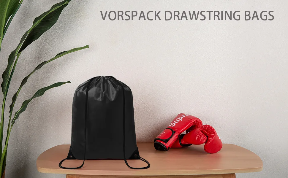 Vorspack Drawstring Backpack 10 Pieces for Party Gym Sport Trip Black - drawstring bag