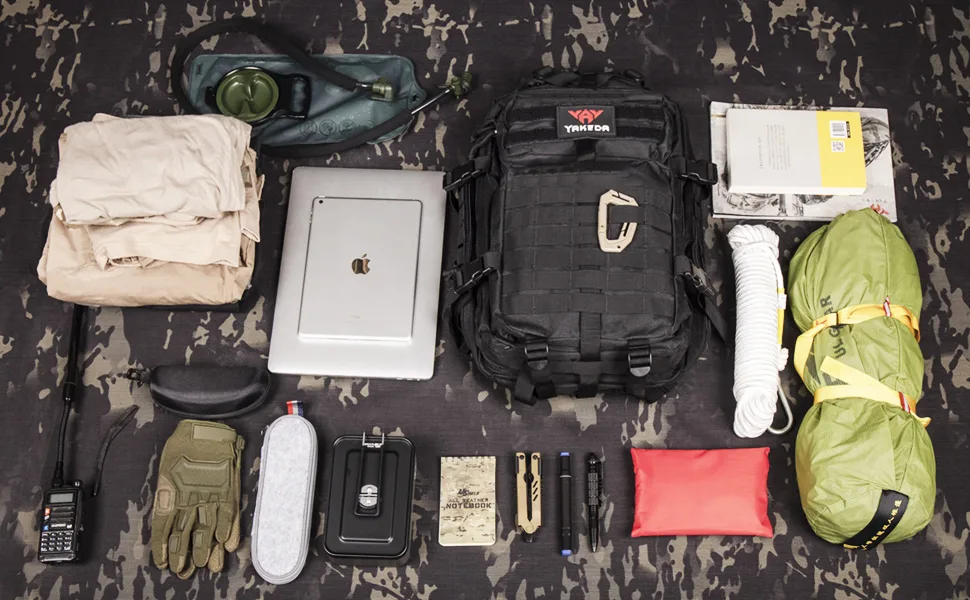 YAKEDA Tactical Backpack for Men 45L Large 3 Day Army MOLLE Assault Pack Survival Backpack Bug out Bag Backpack Black Cp - assault backpack