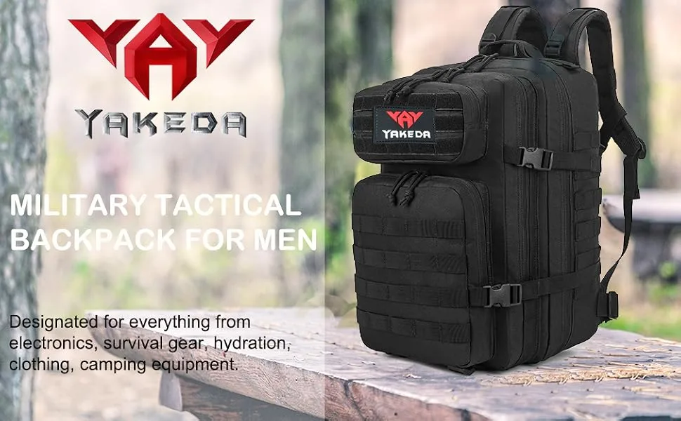 YAKEDA Tactical Backpack for Men 45L Large 3 Day Army MOLLE Assault Pack Survival Backpack Bug out Bag Backpack Black Cp - MILITARY BACKPACK
