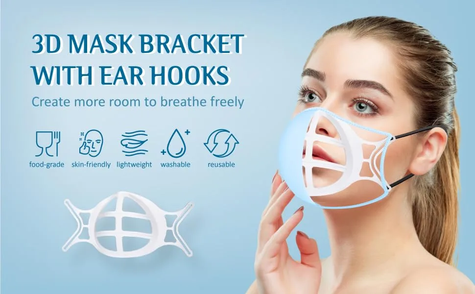 3D Mask Bracket - Mask Insert for Cloth Mask - Mouth Guard for More Breathing Space - Cool Inner Support Frame for Comfortable Wearing (3 Pack Semi-Transparent) - product information 19