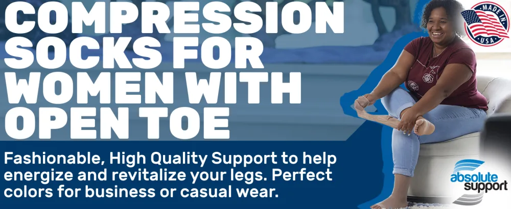 ABSOLUTE SUPPORT Made in USA - Compression Socks for Women 15-20 mmHg with Open Toe Nude Large Nude Large (Pack of 1) - Compression Socks with Open Toe