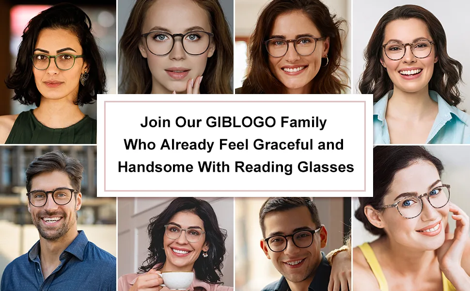 GIBLOGO Stylish 6 Pack Reading Glasses for Women Men - Blue Light Blocking Computer Readers - Ease Blurry Vision & Dry Eyes (6-Pack Mix 01 1.75) 6-pack Mix 01 1.75 x - model show