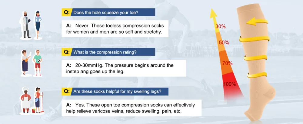3 Pack Copper Compression Socks for Women & Men 20-30mmHg Open Toe Knee High Stockings for Circulation Support A01-3 Pack Black Large-X-Large - product information 9