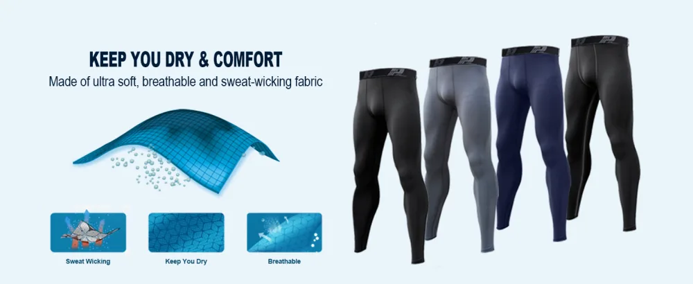 HOPLYNN 4 Pack Compression Pants Tights Leggings Men Winter Baselayer for Running Workout Sports Yoga 2 Black 1 Grey 1 Blue Large - compression pants men