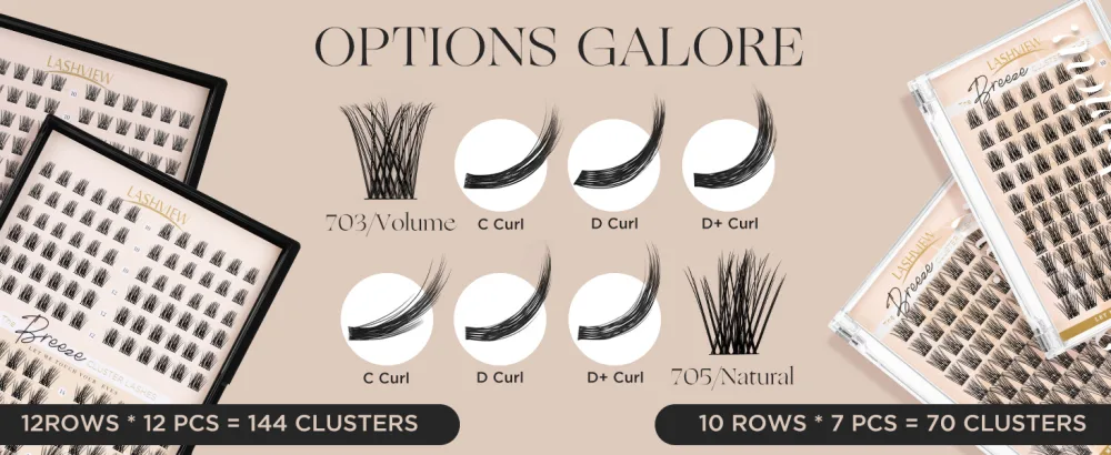 LASHVIEW Lash Clusters 144 Pcs Cluster Lashes DIY Cluster Eyelash Extensions Mega Volume Reusable Individual Lashes Cluster Volume Look Super Thin Band & Soft(Volume C-10-16mix) 144 Count (Pack of 1) Volume - lashview cluster lashes