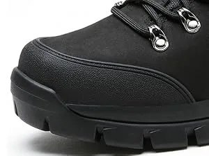 CAMEL CROWN Mens Hiking Boots Outdoor Trekking Backpacking Boot Mid Hiker Boot for Men Genuine Leather 10.5 Black - Protective Toe
