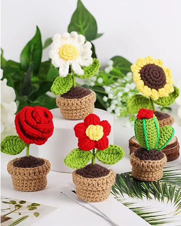 PP OPOUNT Beginner Crochet Kit - 3 PCS Potted Plants Complete Crochet Kit for Beginners Starter Pack for Adults and Kids with Step-by-Step Instructions and Video Tutorials (Patent Product) - beginner crochet kit for adults