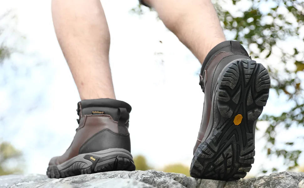 Wantdo Men's Hiking Boots Waterproof Mid Height Leather Work Backpacking Boot Lightweight Trekking Outdoor Shoe 10.5 Brown - hiking boots for men
