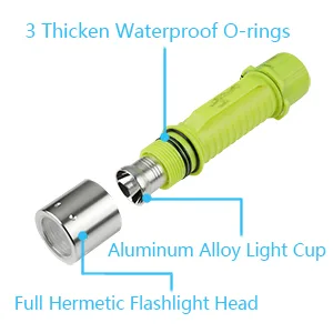 BlueFire Professional 1100 Lumen Diving Flashlight XM-L2 Bright Submarine Light Scuba Safety Lights Waterproof Underwater Torch 1 Pack - product information 10