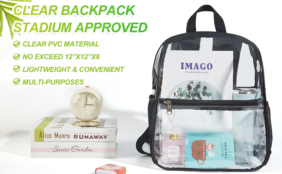 Clear Backpack Stadium Approved Clear Mini Backpack with Adjustable Straps See Through Backpack for Stadium Concert Sports Work Security - clear backpack stadium approved
