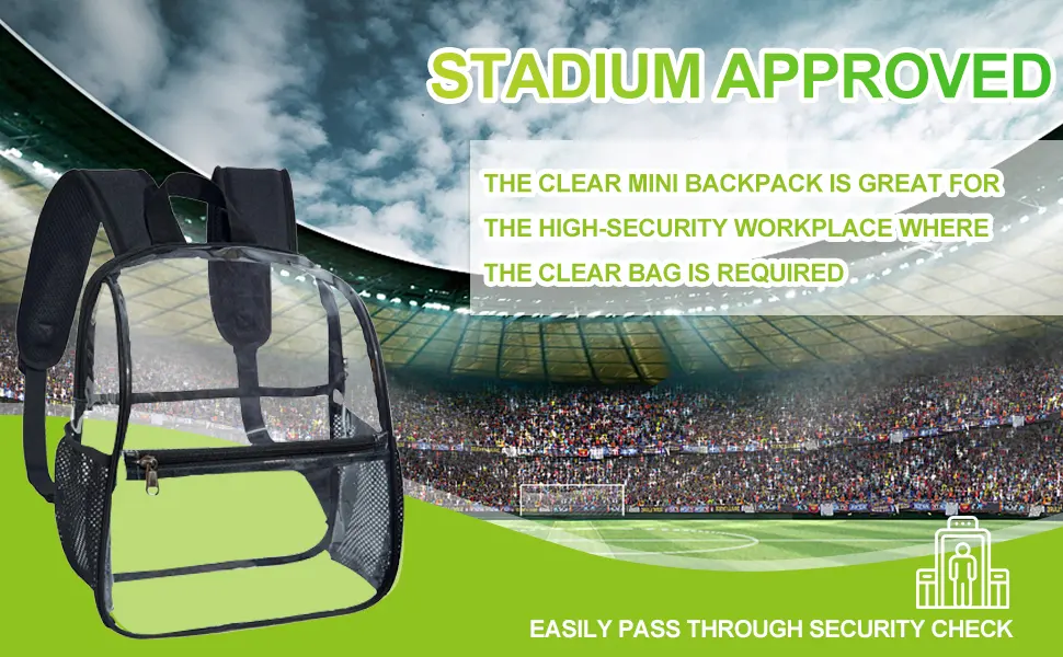 Clear Backpack Stadium Approved Clear Mini Backpack with Adjustable Straps See Through Backpack for Stadium Concert Sports Work Security - clear backpack stadium approved