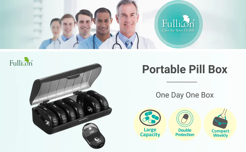 Fullicon Pill Organizer 2 Times a Day Weekly Pill Box AM PM Daily Pill Cases Medicine Box Multi-colored - 369-1