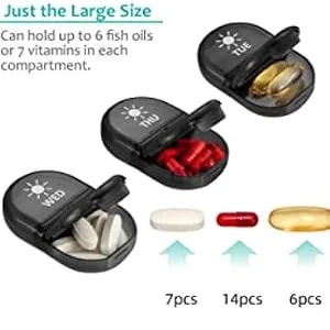 Fullicon Pill Organizer 2 Times a Day Weekly Pill Box AM PM Daily Pill Cases Medicine Box Multi-colored - 369-1bb-1