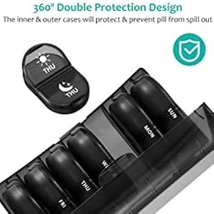 Fullicon Pill Organizer 2 Times a Day Weekly Pill Box AM PM Daily Pill Cases Medicine Box Multi-colored - 369-1bb-2