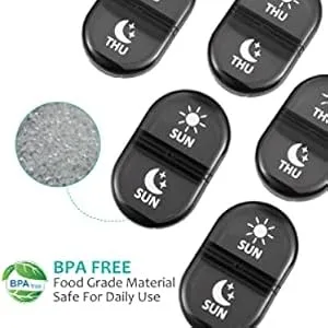 Fullicon Pill Organizer 2 Times a Day Weekly Pill Box AM PM Daily Pill Cases Medicine Box Multi-colored - 369-1bb-3